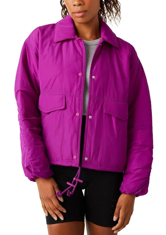 Off The Bleachers Coaches Jacket In Vivid Violet