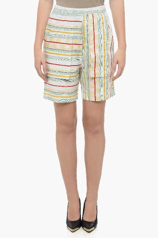 Loewe Cotton Blend Shorts with Striped Motif