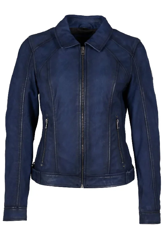 Women's Sunny Leather Jacket In Blue