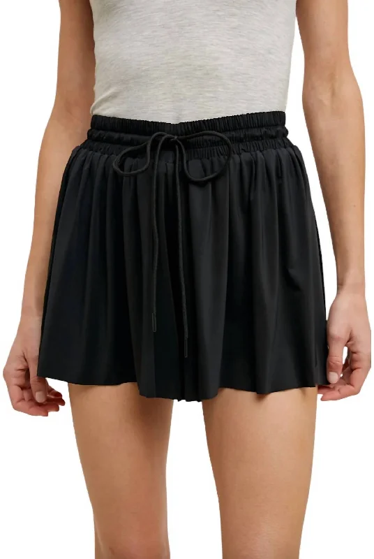 Lightweight Flowy Drawstring Shorts In Black