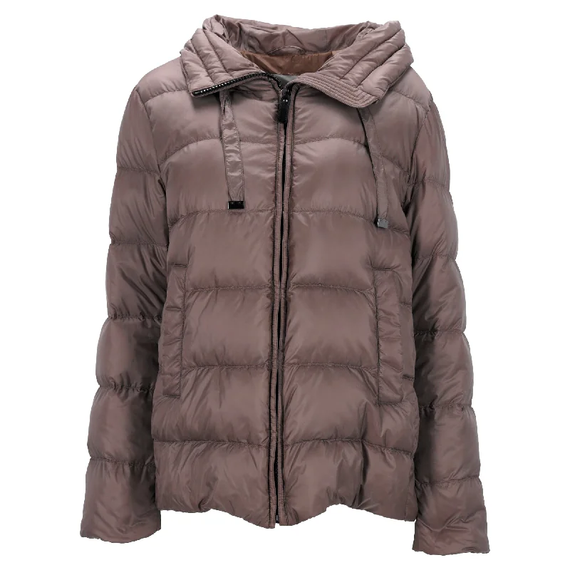 Max Mara The Cube Quilted with Hood Down Jacket in Brown Polyester