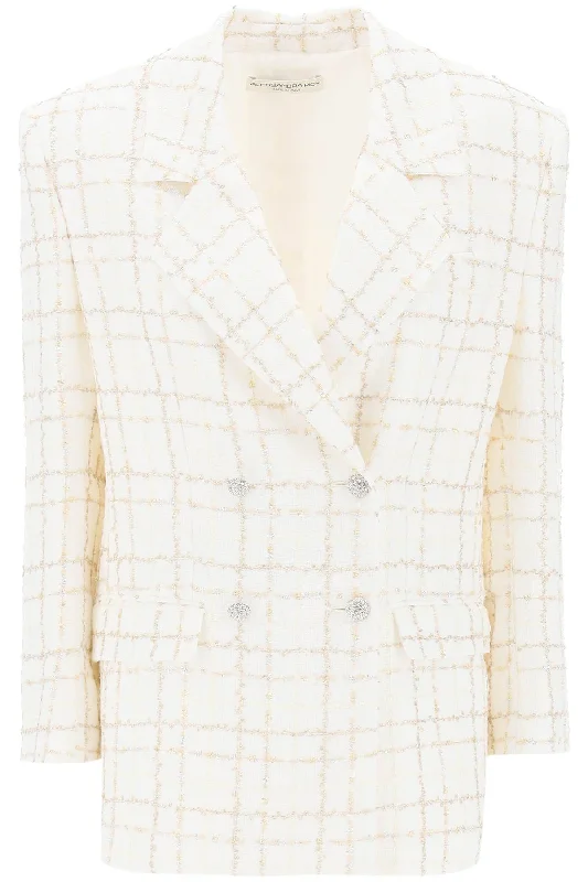 Alessandra Rich Women's Oversized Tweed Jacket With Plaid Pattern