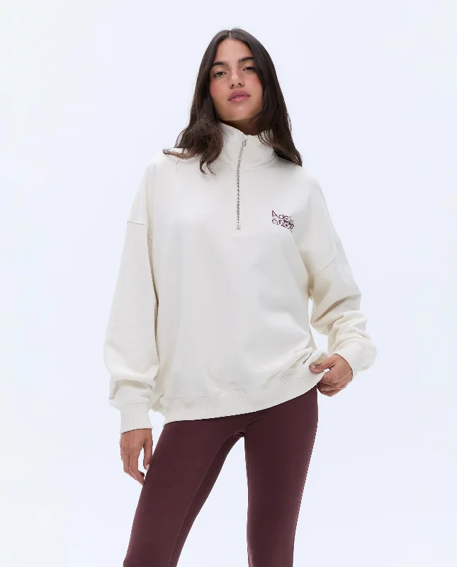 Trail Oversized Funnel Neck Zip Sweatshirt - Marshmallow White