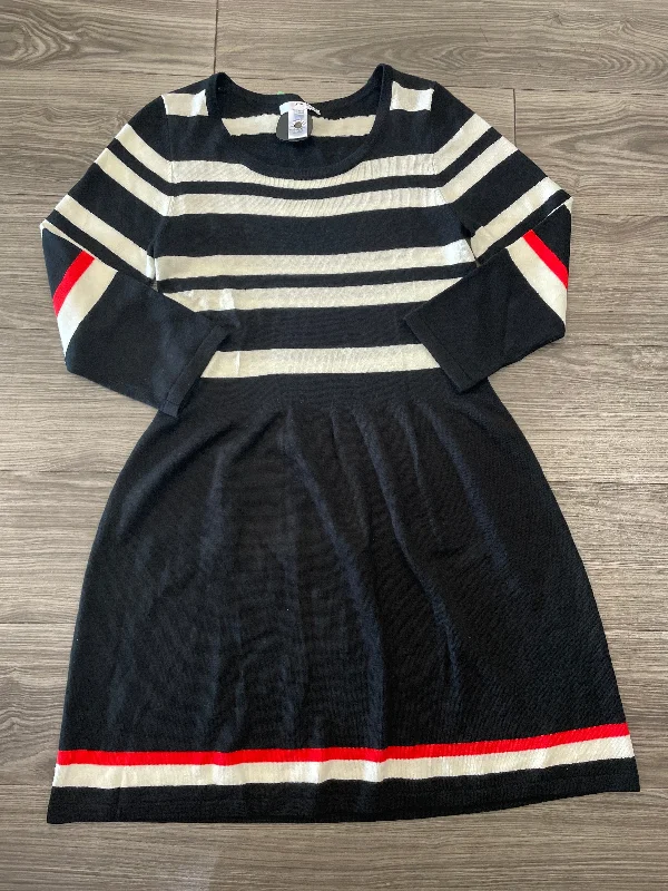 Dress Sweater By Studio 1 In Black & Cream, Size: Xl