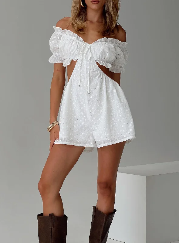 Havi Broderie Playsuit White