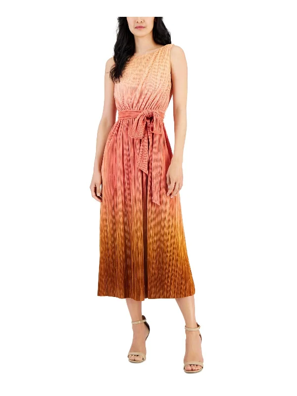 Womens Crinkled Ombre Midi Dress