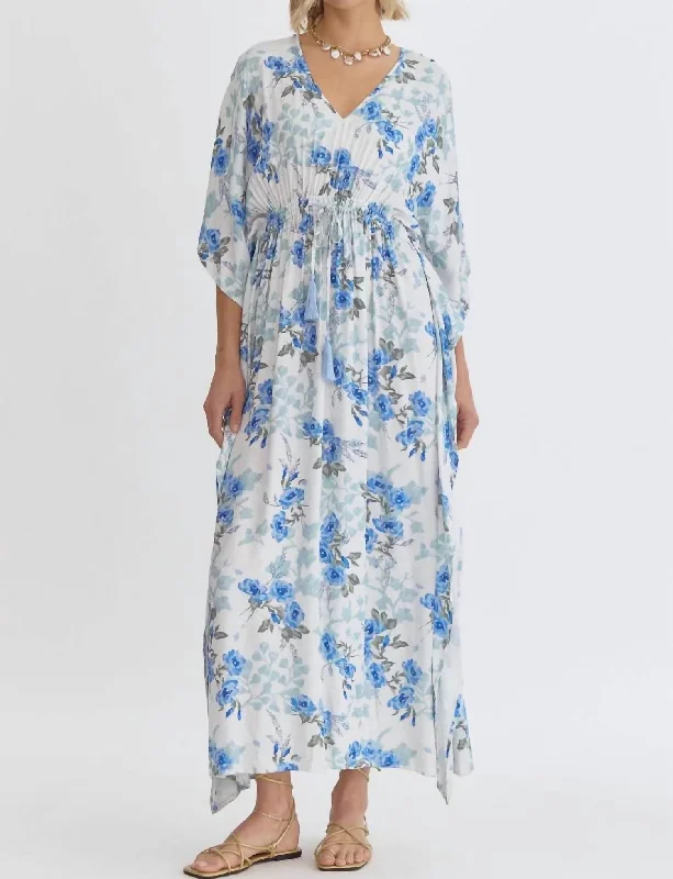 Away Tonight Floral Maxi Dress In Blue