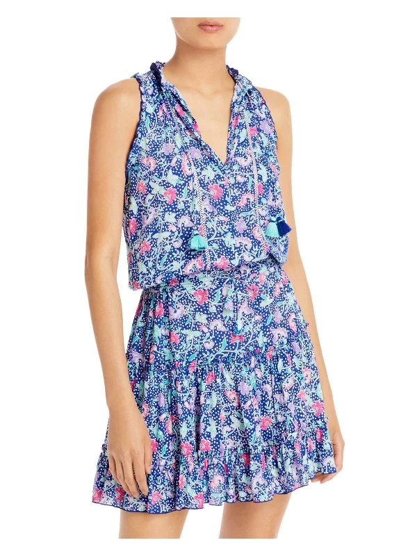 Clara Womens Floral Sleeveless Mini Dress