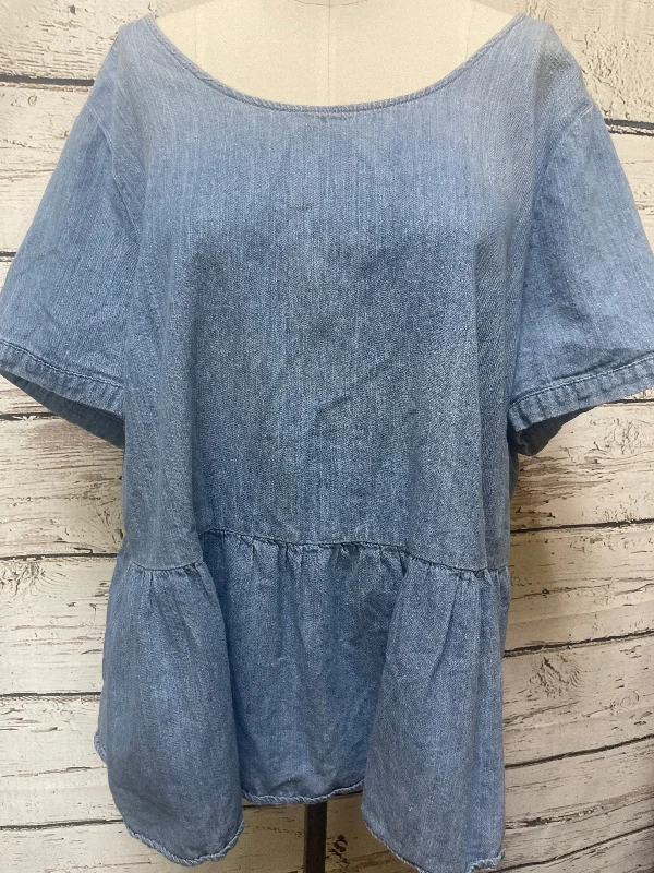 Denim Top Short Sleeve Lane Bryant O, Size 3x