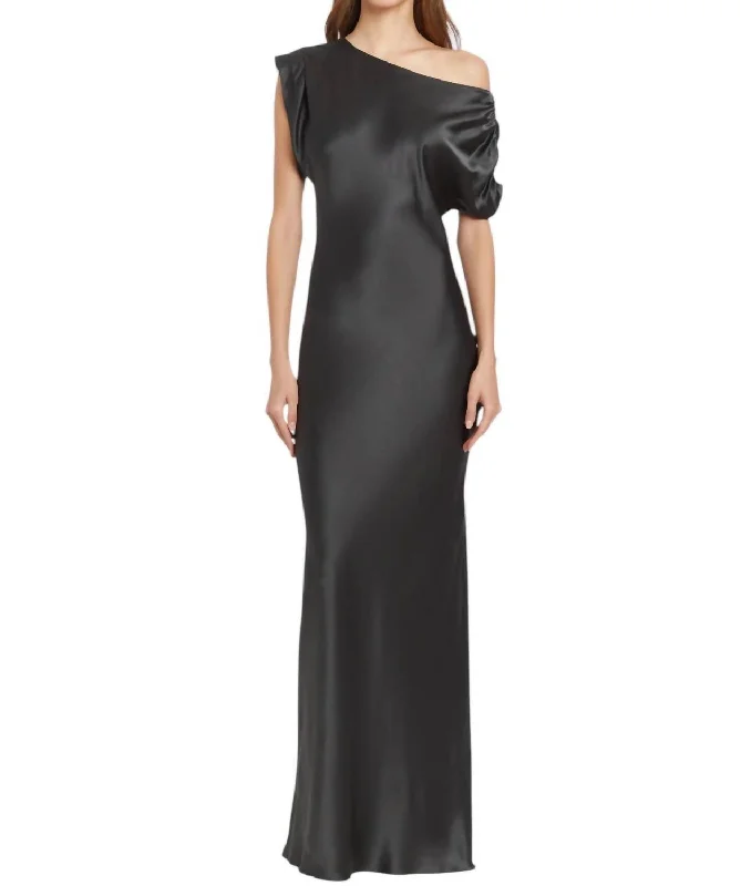 Elroy Silk Maxi Dress In Zinc