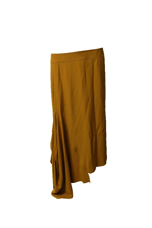 Marni Asymmetric Crepe Midi Skirt in Orange Viscose