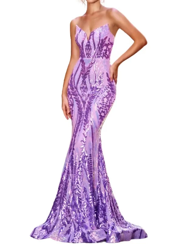 Mermaid Sweetheart Maxi Dress In Lilac