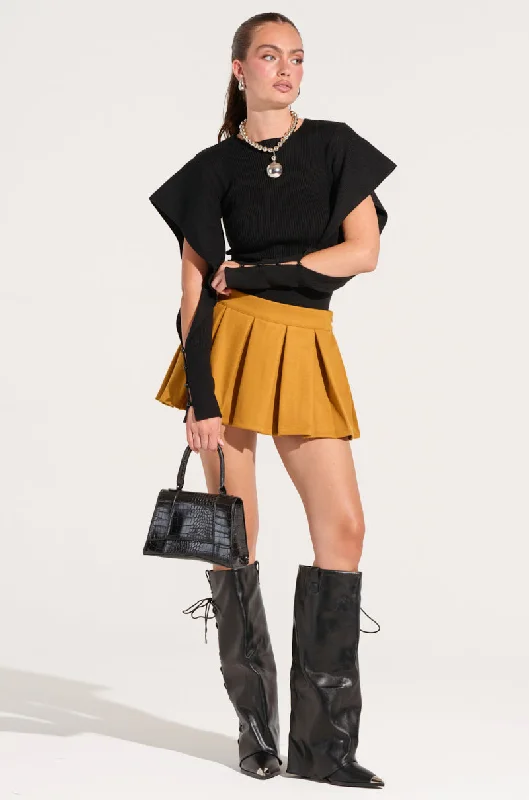 OUT OF OUR HEAD WOOL MINI SKIRT IN MUSTARD