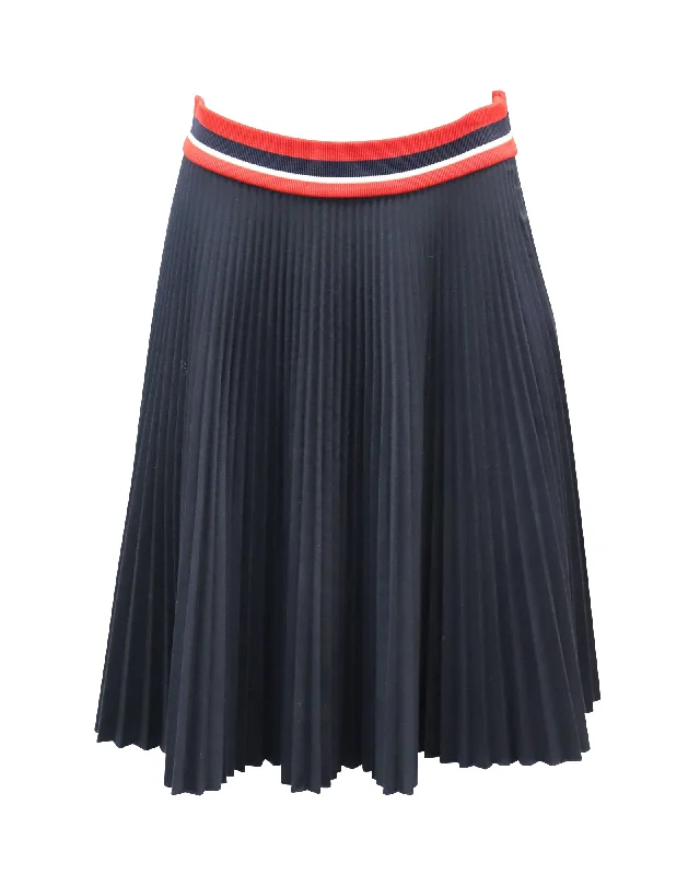 Prada Pleated Skirt in Navy Blue Polyester