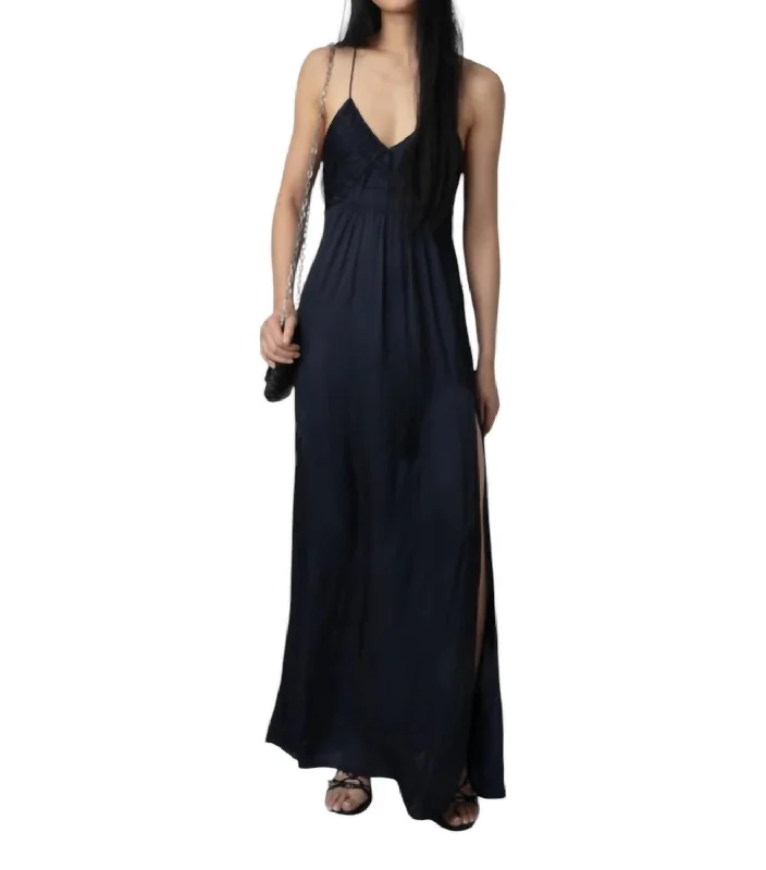 Rayonne Satin Maxi Dress In Black