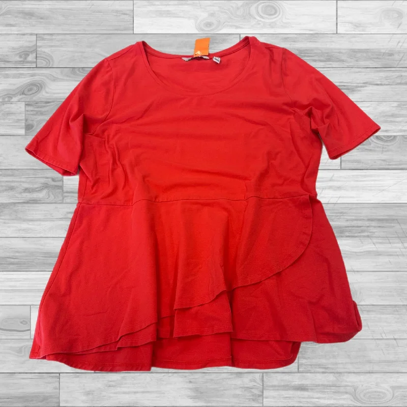 Red Top Short Sleeve Isaac Mizrahi Live Qvc, Size L