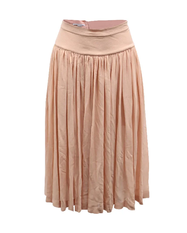 Stella McCartney Flared Midi Skirt in Pink Silk