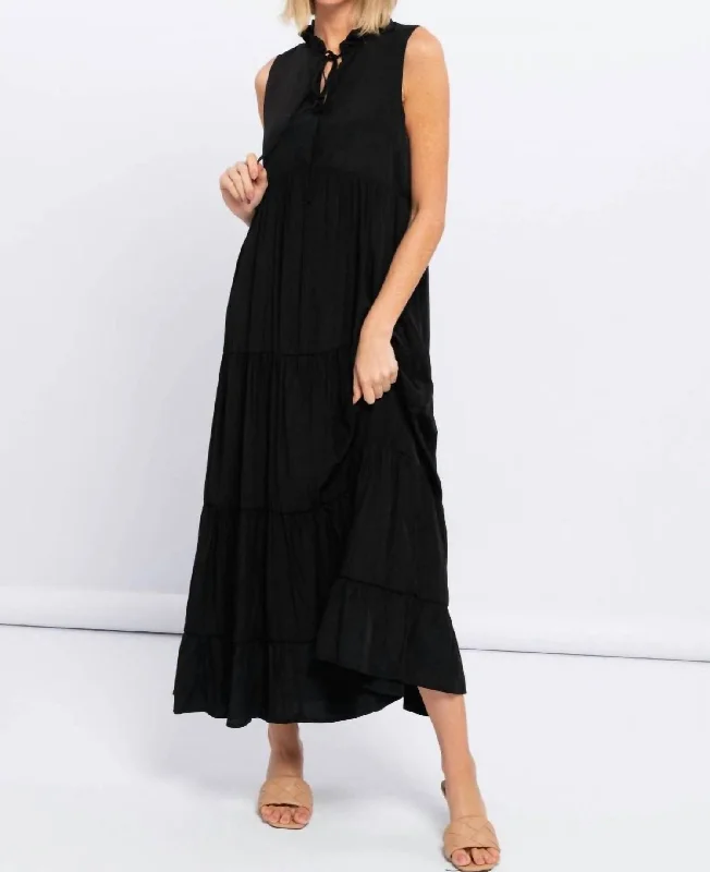 Tiered Maxi Dress In Black