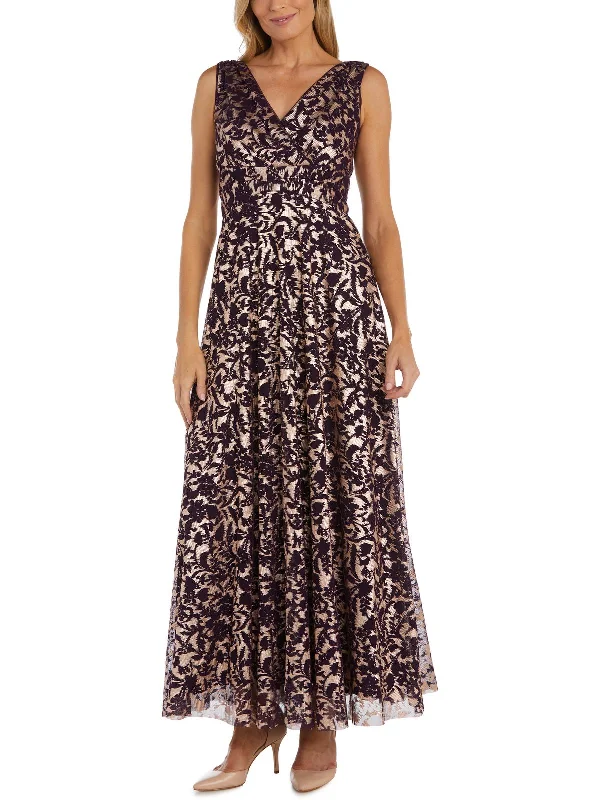 Womens Maxi Pleated Evening Dress