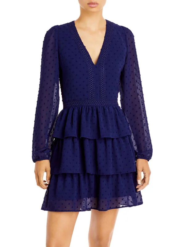 Womens Puff Sleeve Short Mini Dress