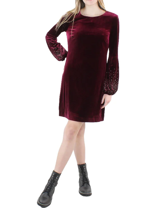 Womens Velvet Mini Sheath Dress