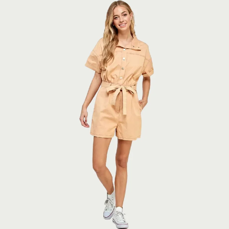 Button Down Romper (Peach)