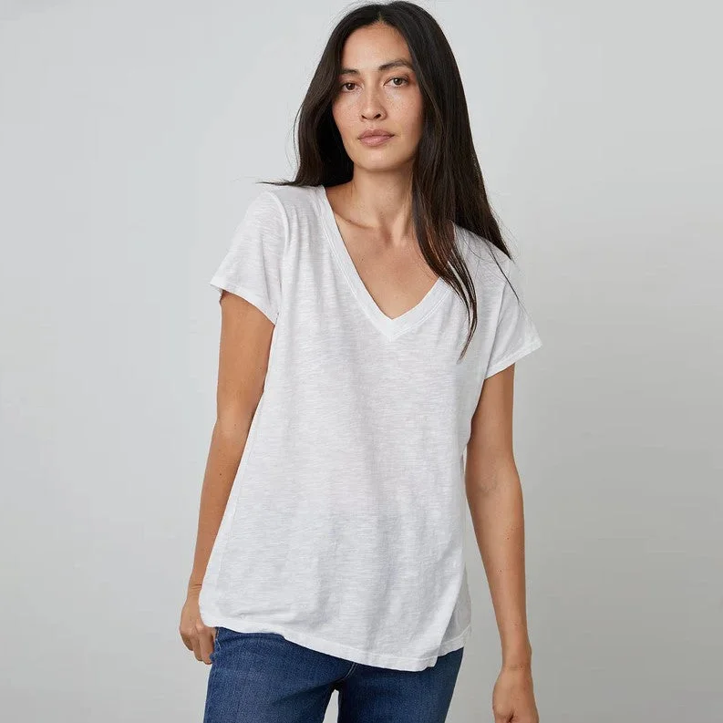 Jilian Velvet Originals Short Sleeve Top (White)