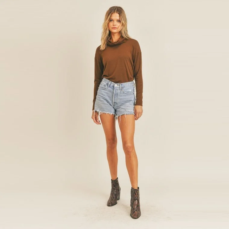 Mock Long Sleeve Top (Espresso)