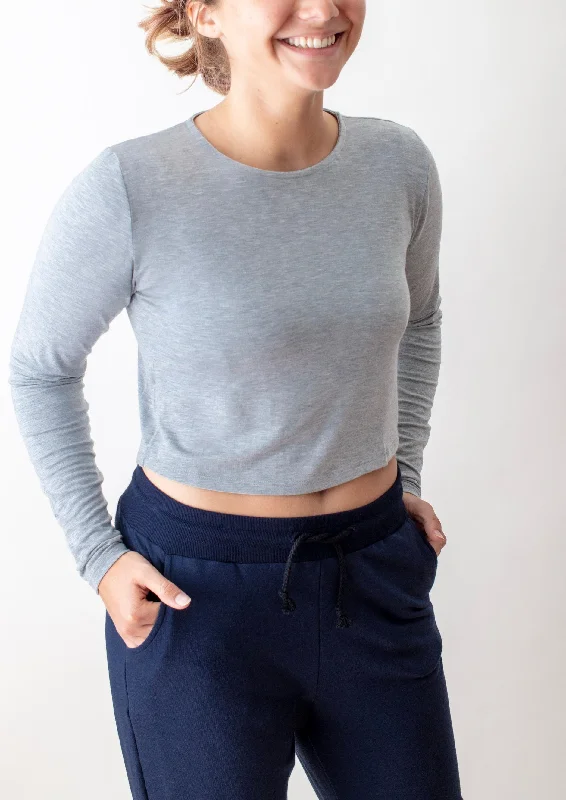 Morgan HEATHER GREY Crop Long Sleeve Tee