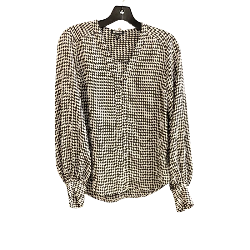 Top Long Sleeve By Express In Plaid Pattern, Size: Xs