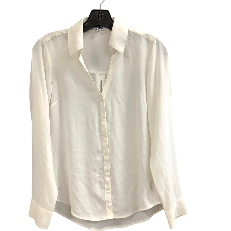 Top Long Sleeve By Express In White, Size: Xs