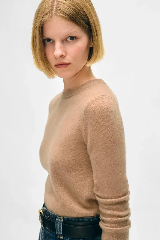 White + Warren - Cashmere Shrunken Crewneck (true camel)