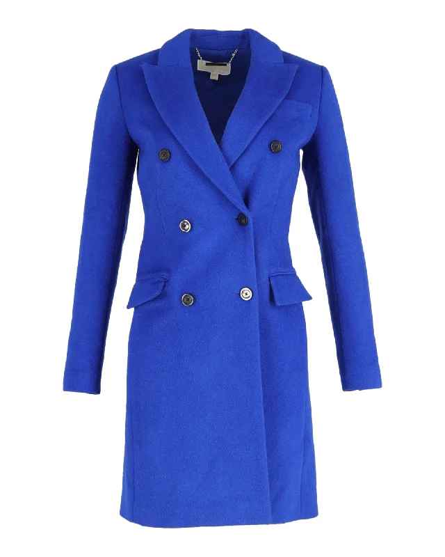 Michael Kors Double-Breasted Coat in Blue Wool