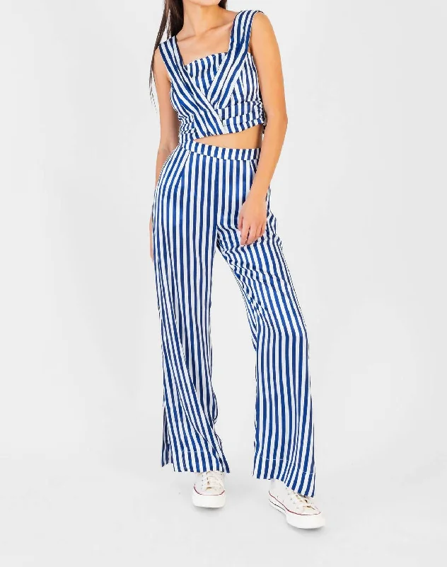 Jules Pant In Navy Cabana Stripe