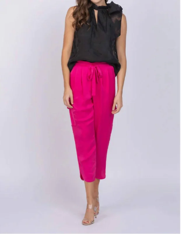 Satin Allyn Pant In Electric Pink