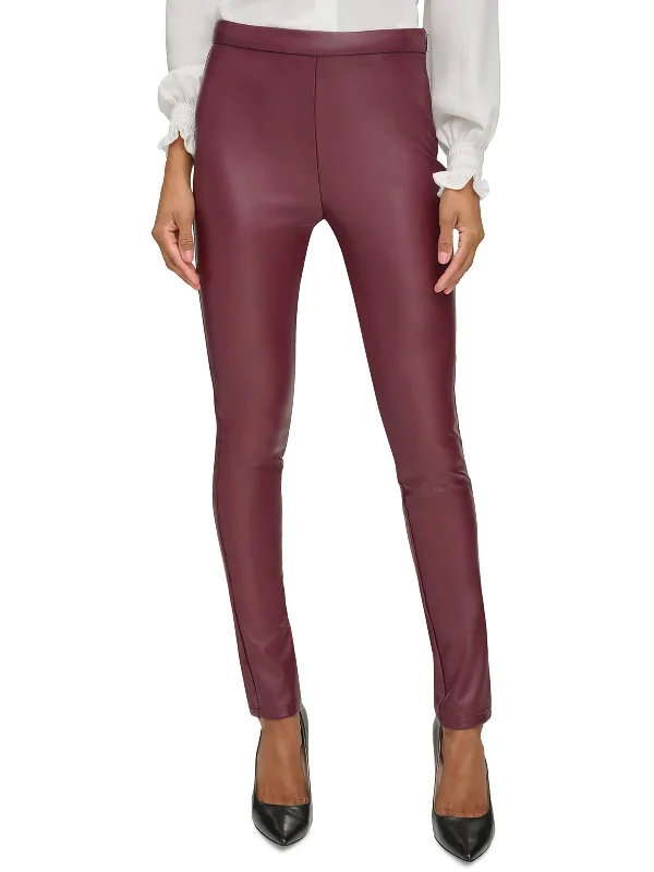 Womens Faux Leather Studded Leggings