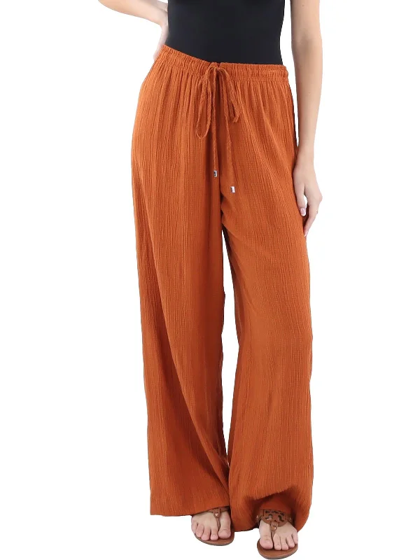 Womens High Rise Drawstring Wide Leg Pants