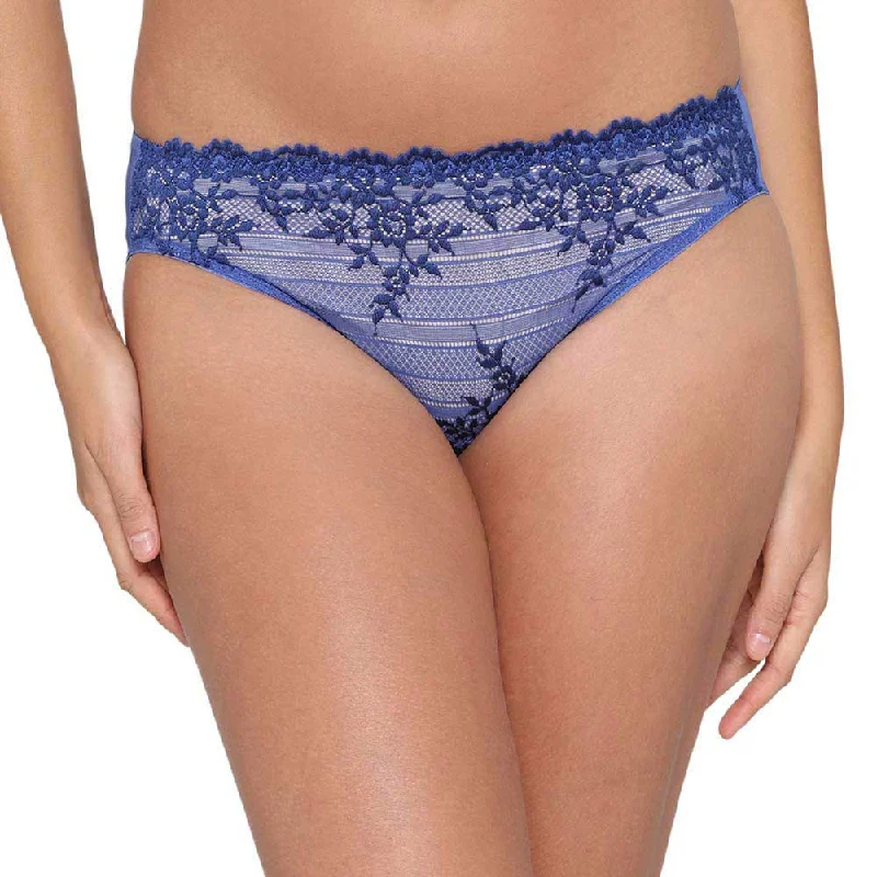 Embrace Lace Low Waist Medium Coverage Bridal Wear Lace Bikini Panty - Dark Blue