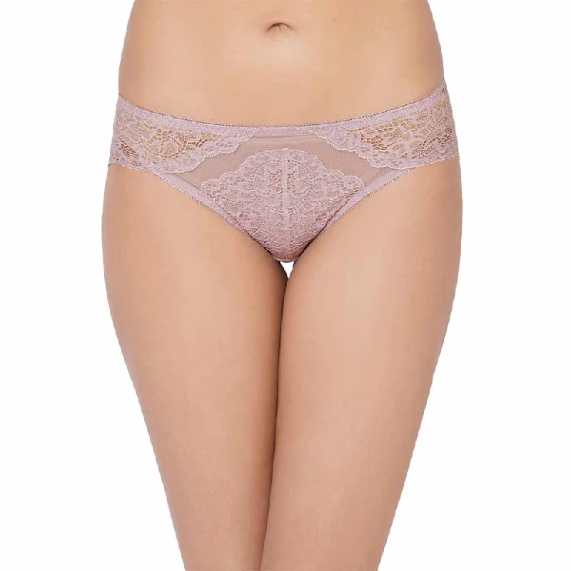 Emma Lace Low Waist Medium Coverage Bridal Wear Lace Bikini Panty - Light Purple