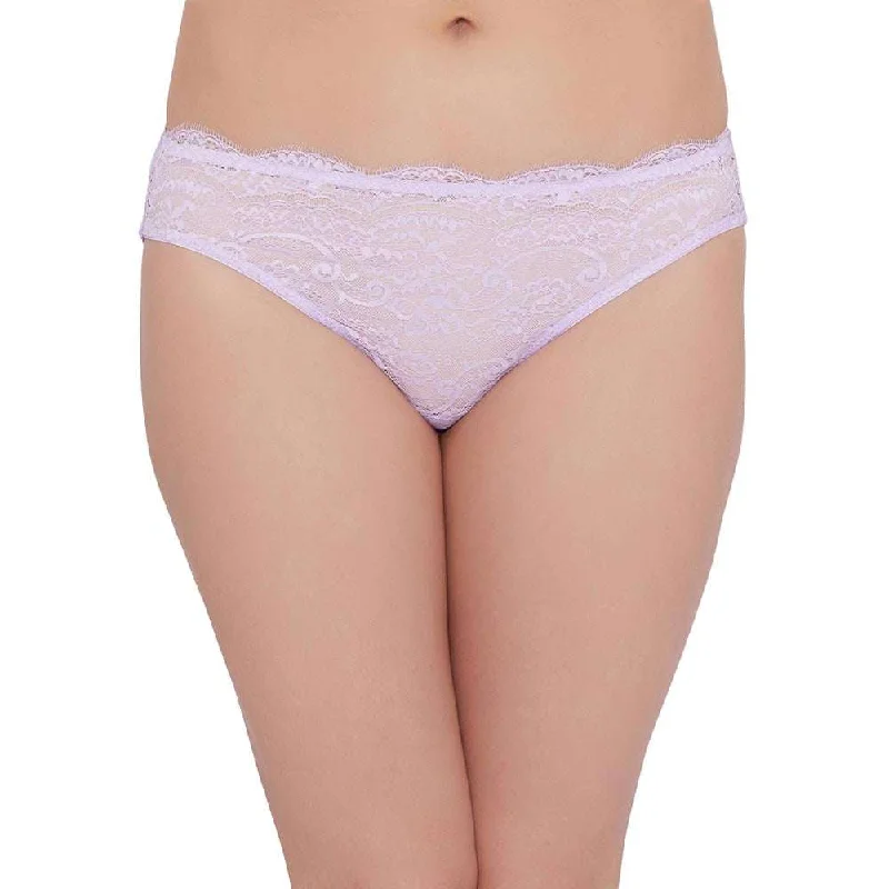 Essential Lace Low Waist Low Coverage Bridal Wear Lace Bikini Panty - Lavender