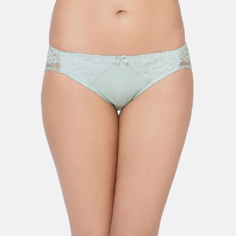 Evy Low Waist Medium Coverage Bridal Wear Lace Bikini Panty - Mint Green