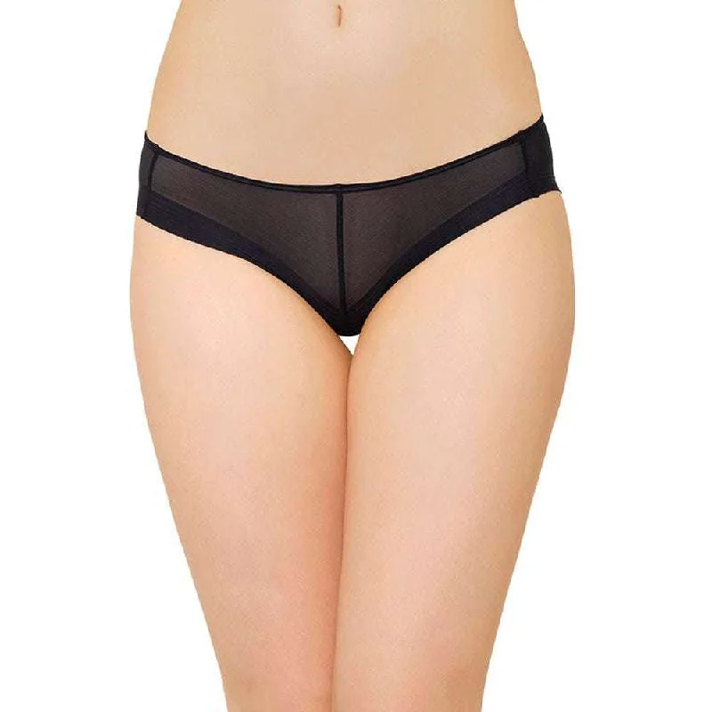 Feel Free Sheer Low Waist  Low Coverage Everyday Wear Bikini Panty - Black