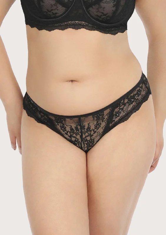 HSIA Floral Bridal Lace Back Black Bikini Underwear