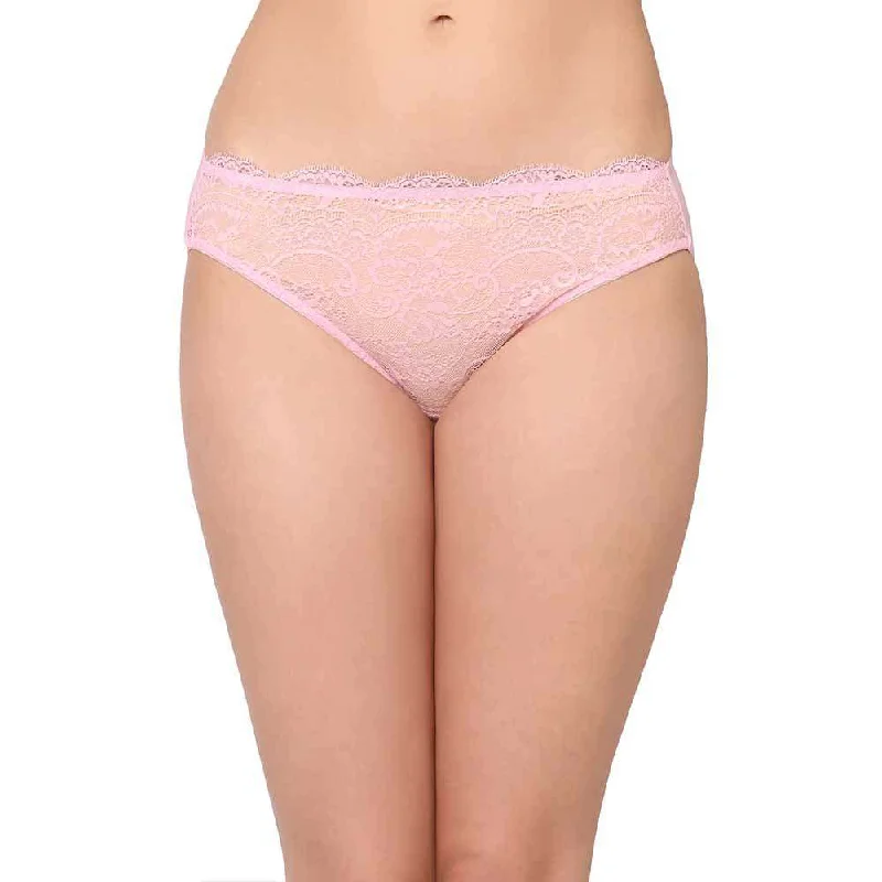 Essential Lace Low Waist Low Coverage Bridal Wear Lace Bikini Panty - Light Pink