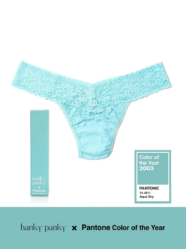 Signature Lace Low Rise Thong | PANTONE 14-4811 Aqua Sky