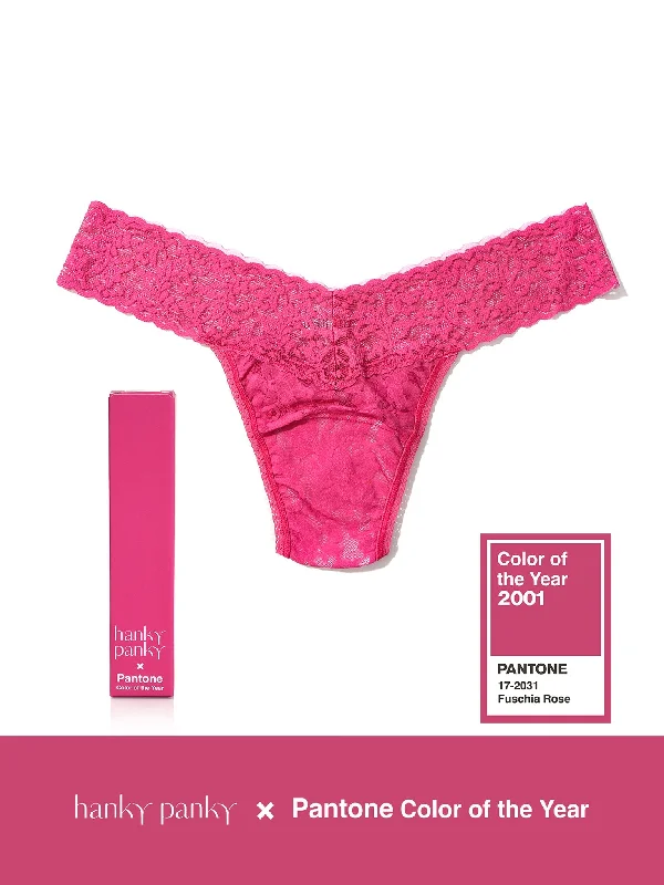 Signature Lace Low Rise Thong | PANTONE 17-2031 Fuchsia Rose