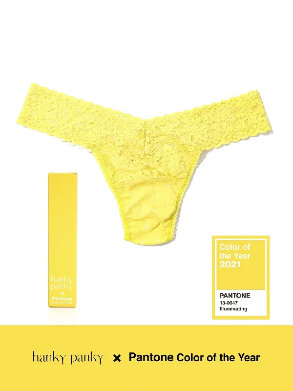 Signature Lace Low Rise Thong | PANTONE 13-0647 Illuminating