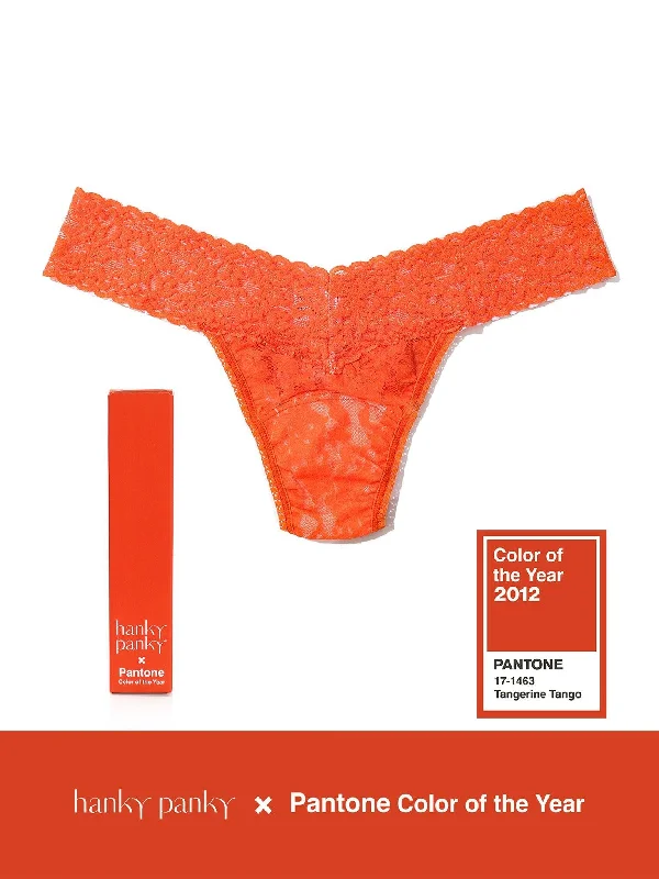 Signature Lace Low Rise Thong | PANTONE 17-1463 Tangerine Tango