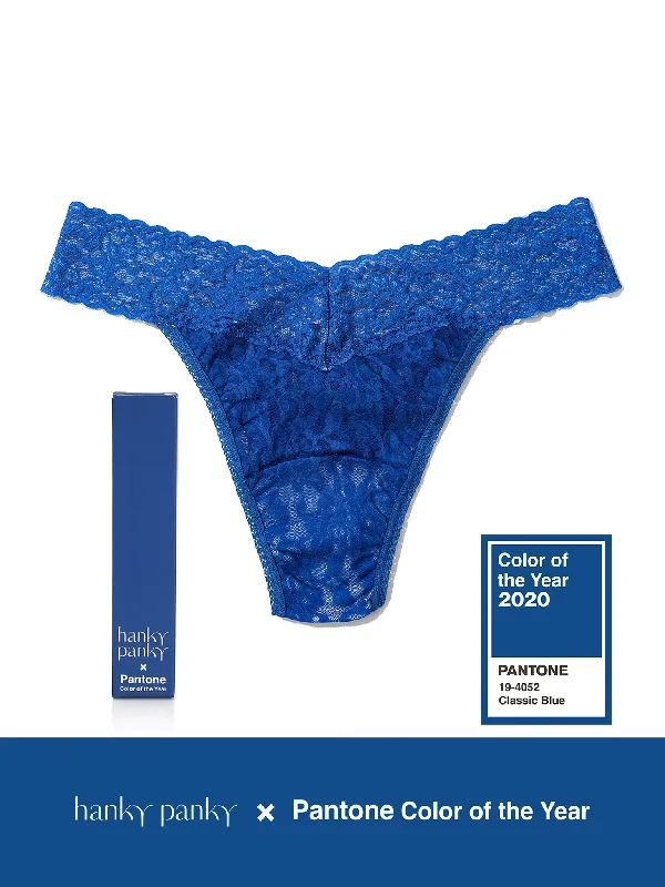 Signature Lace Original Rise Thong | PANTONE 19-4052 Classic Blue