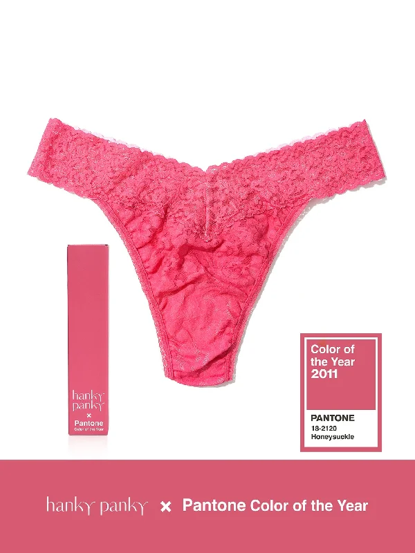 Signature Lace Original Rise Thong | PANTONE 18-2120 Honey Suckle